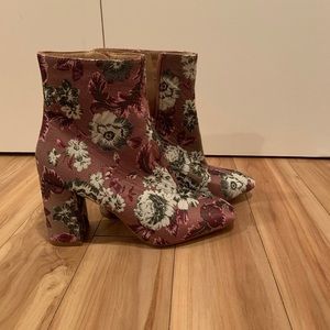 Floral pink booties